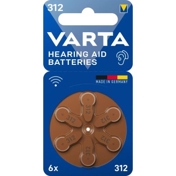 Varta Zinc-air Batteries for Hearing Aids 312 / PR41, 6 pcs Batteries Onetrade